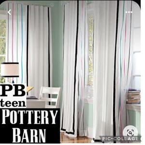 2000s Pottery Barn teen Mercer Ribbon Sheer Curtain Panels Set of 4 44x84
